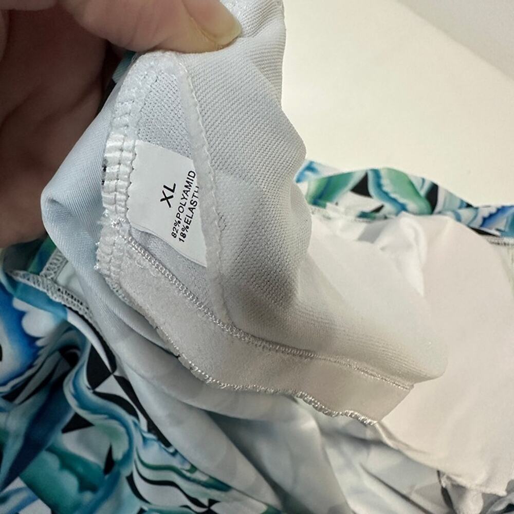 Black, White and Blue One Piece Off Shoulder Swimsuit - New without tags Size XL - Picture 5 of 5